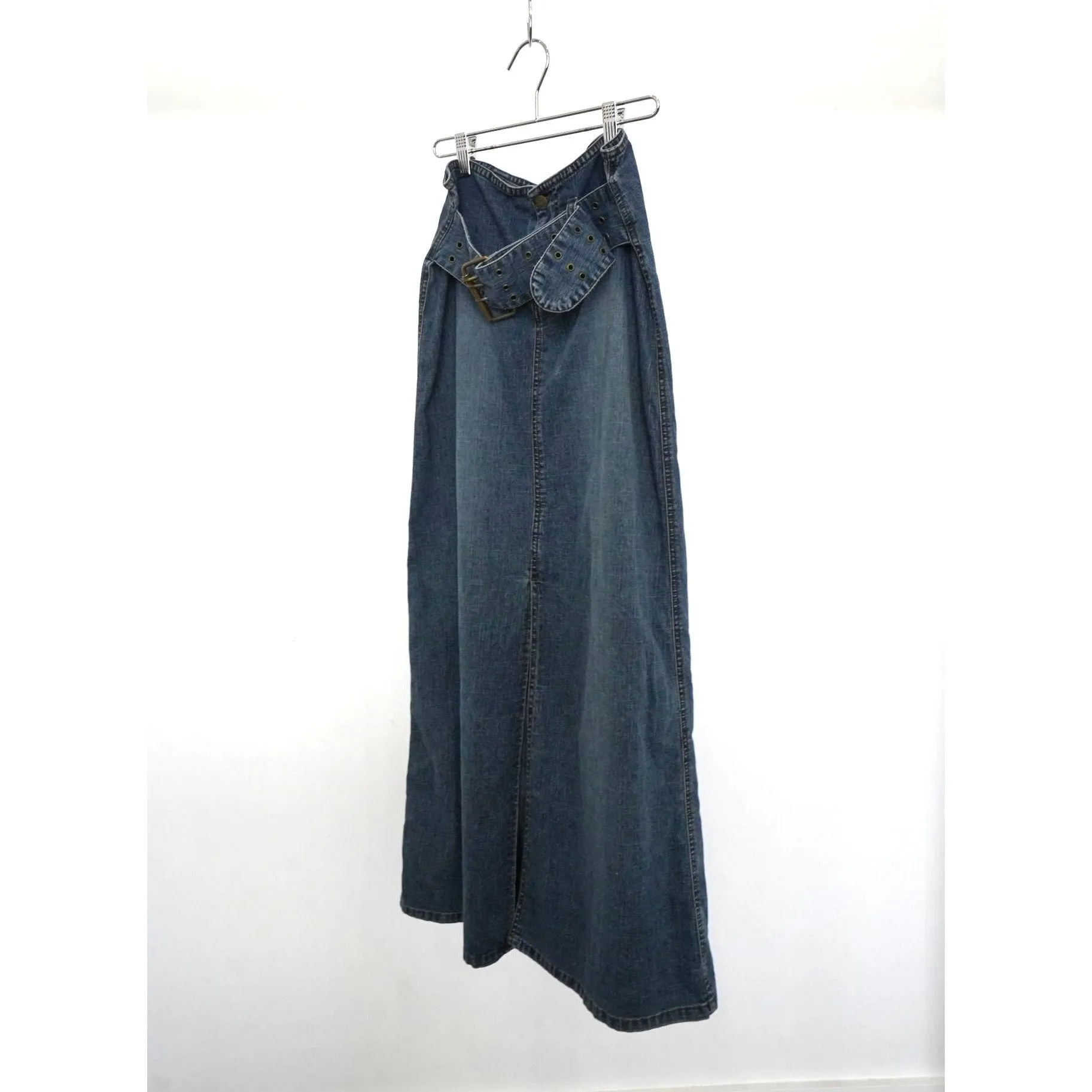 "Retail" Vintage Mudd Mid Wash Maxi Denim Skirt Blue Size 7 W26 Women's