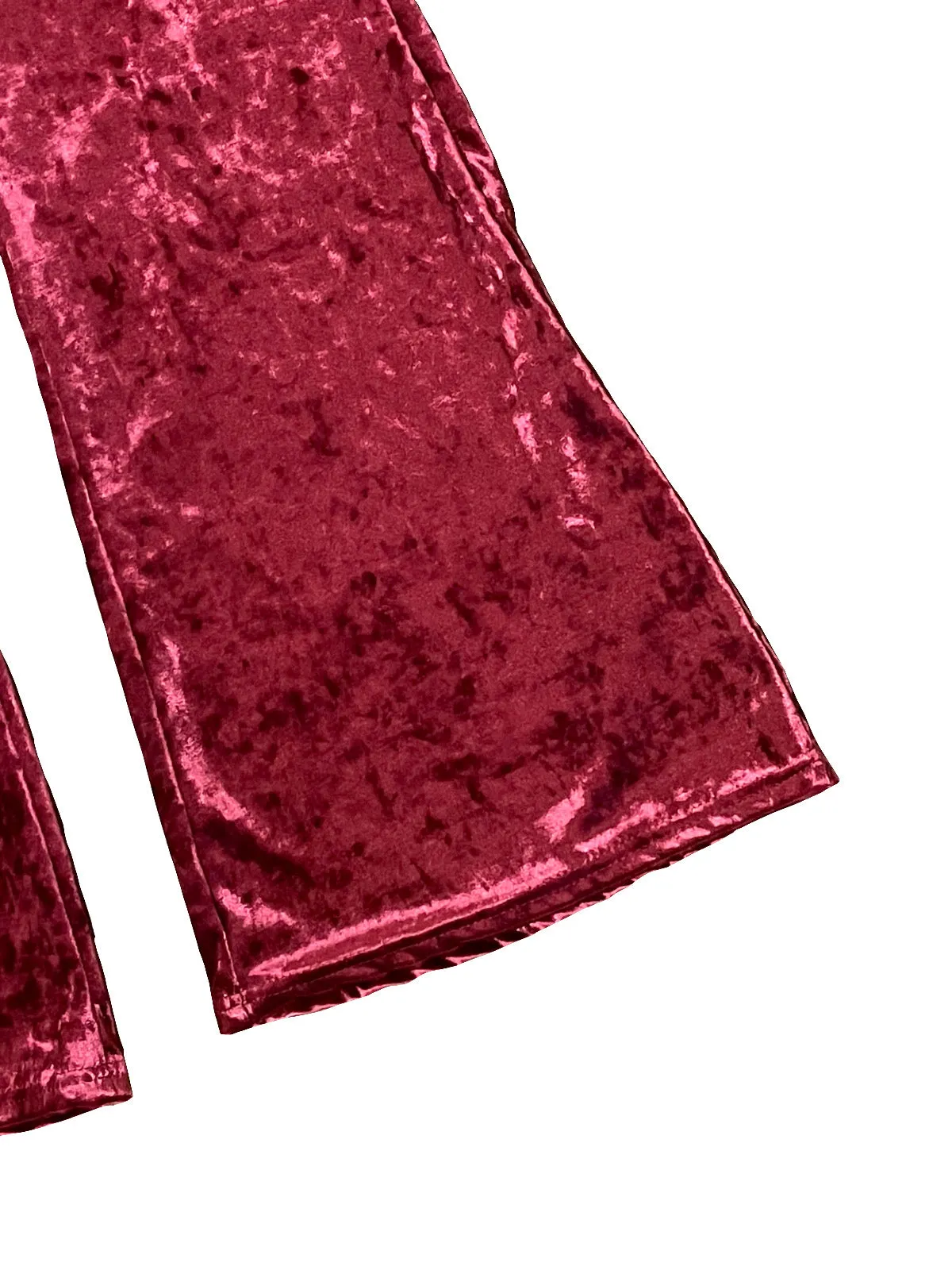 Red Velvet High Waist Bell Bottom Pants