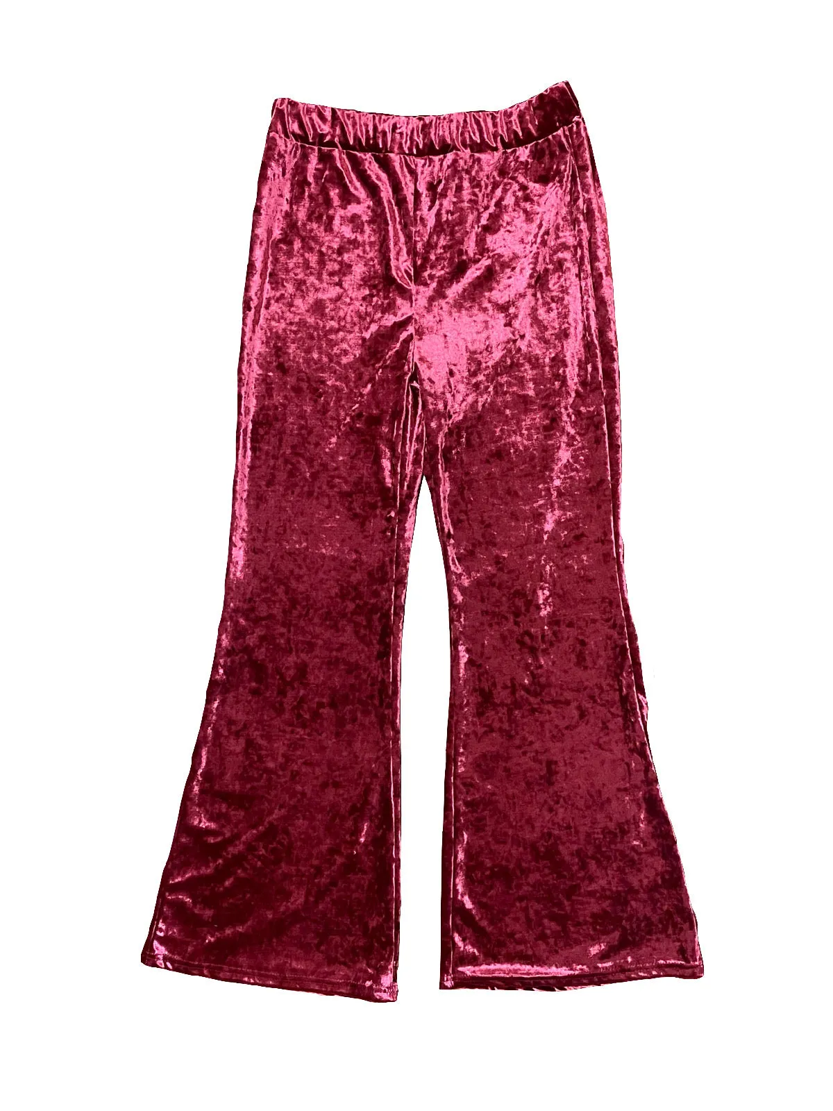 Red Velvet High Waist Bell Bottom Pants