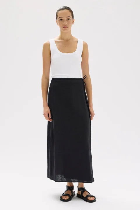 Roma Linen Wrap Skirt Black