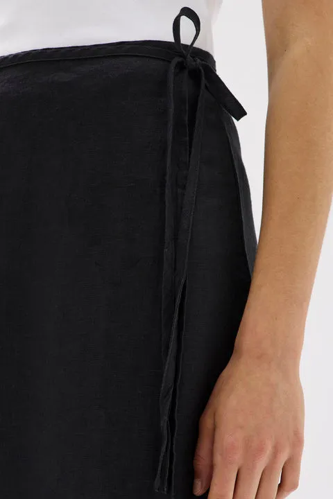Roma Linen Wrap Skirt Black