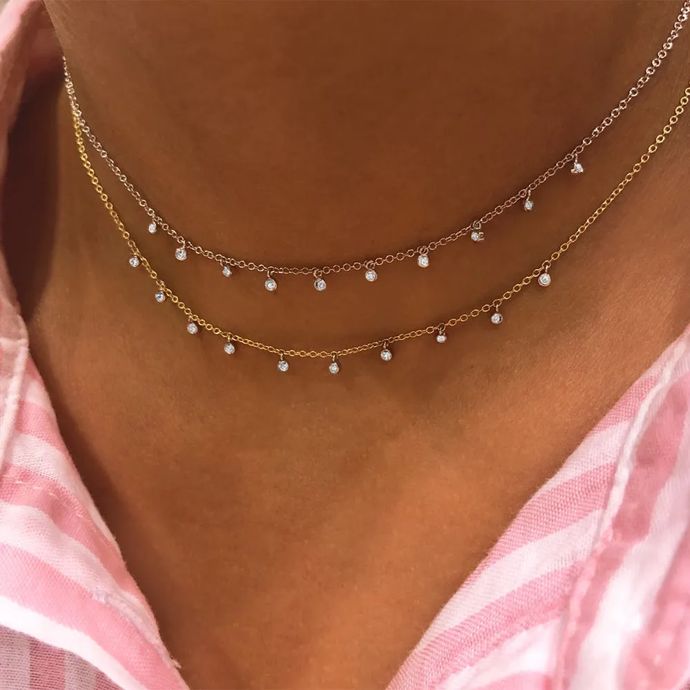 Rose Gold Choker with 10 Diamond Bezels