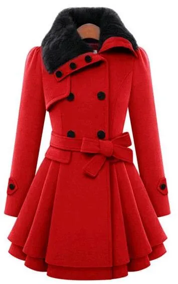 Sidiou Group Womens Winter Wram Coat Faux Fur Collar Parka Thick Jacket Outwear Overwear