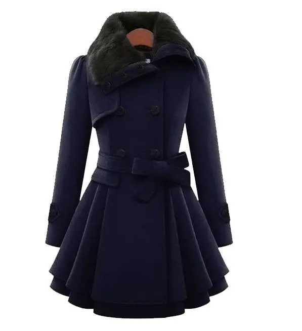 Sidiou Group Womens Winter Wram Coat Faux Fur Collar Parka Thick Jacket Outwear Overwear