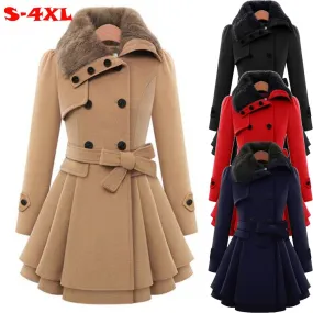 Sidiou Group Womens Winter Wram Coat Faux Fur Collar Parka Thick Jacket Outwear Overwear