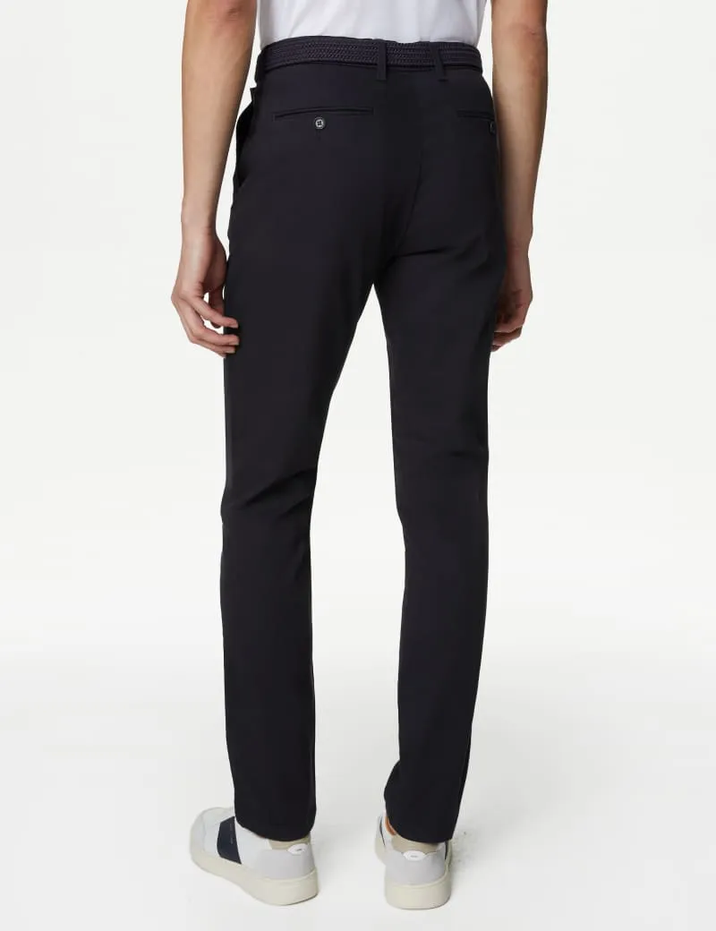Slim Fit Belted Stretch Chinos