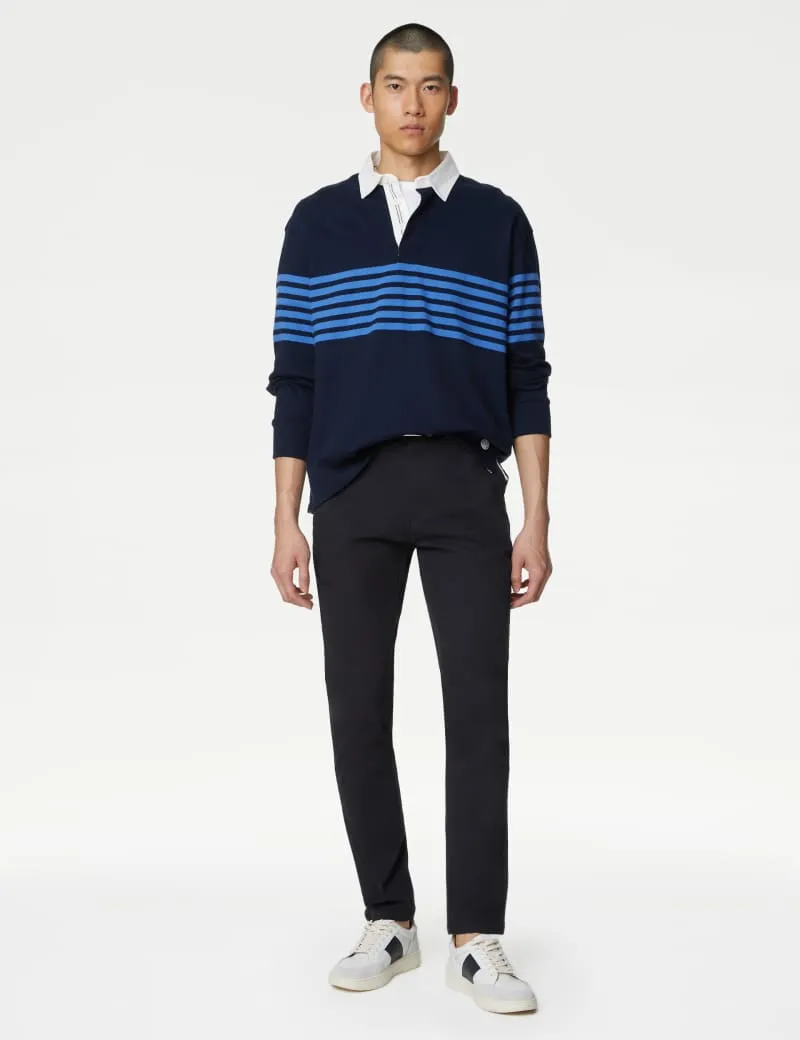 Slim Fit Belted Stretch Chinos