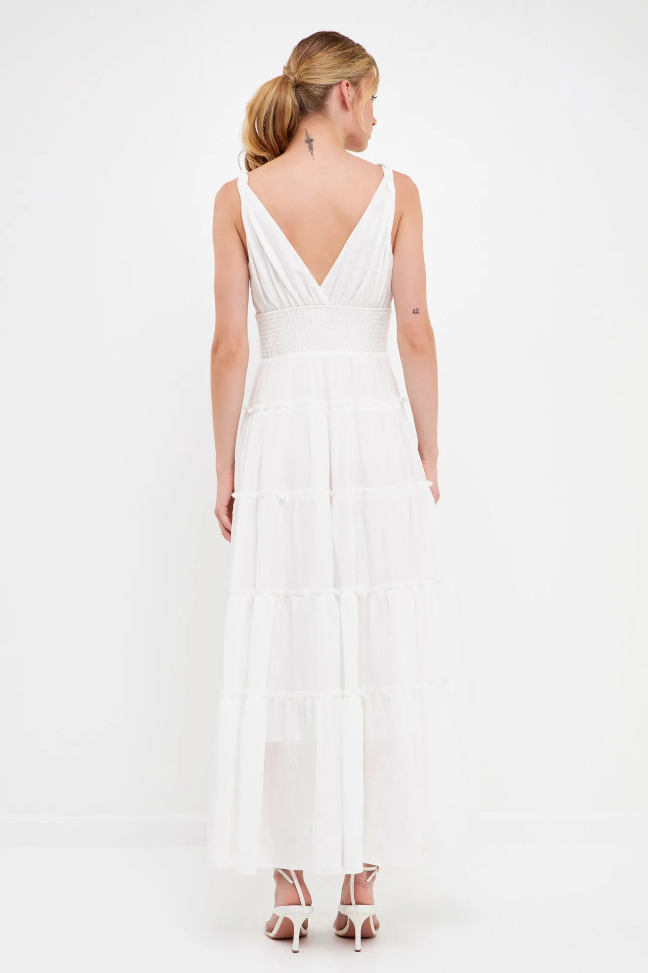 Strap Twist Ruffled Crinkled Maxi