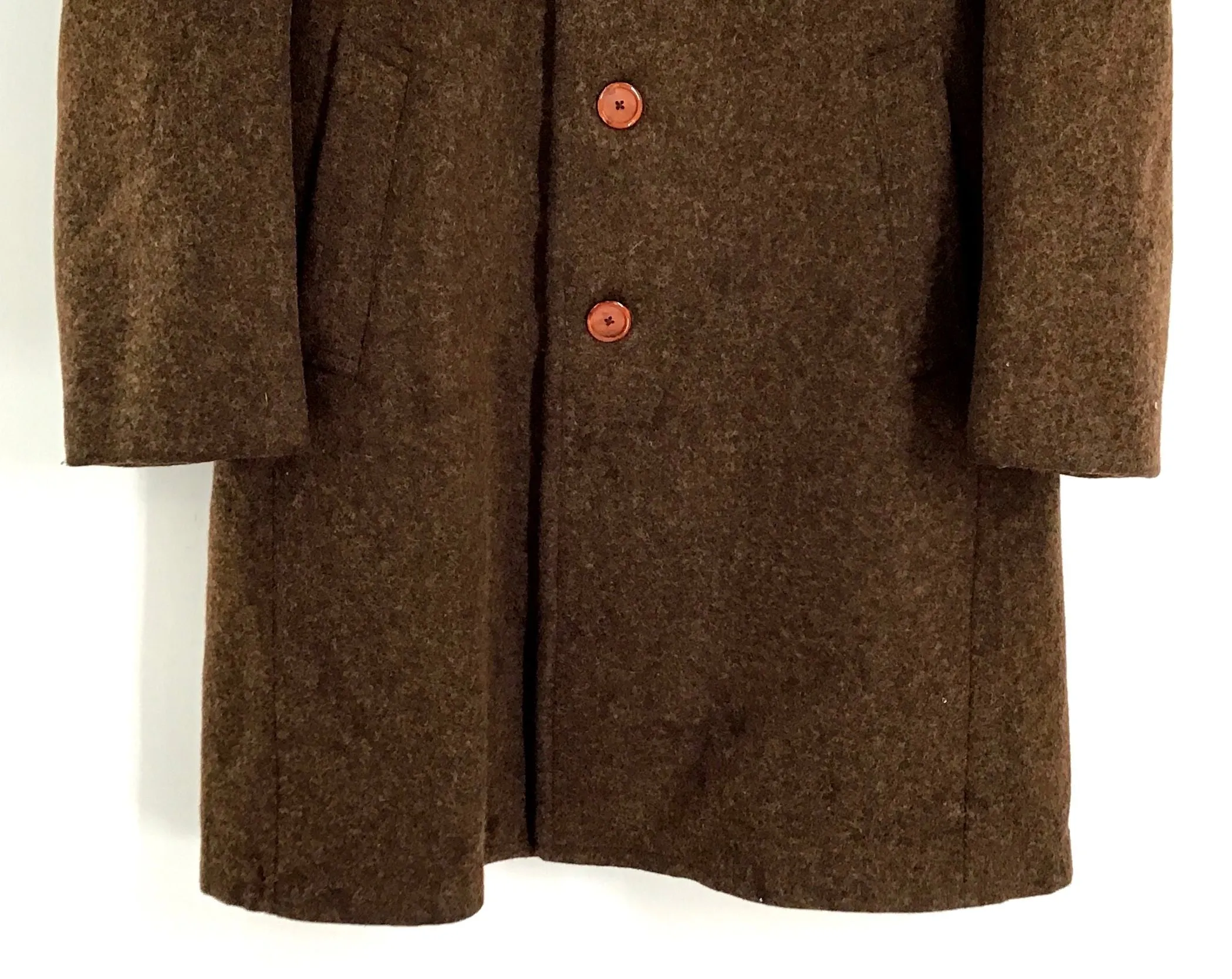 Stratojac Men's Brown Single-Breasted Overcoat - Size 40