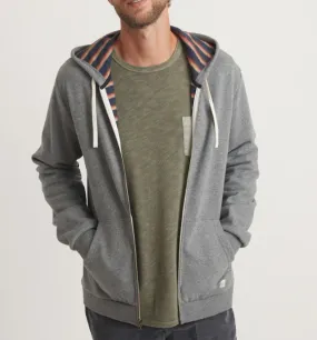 Striped Fleece Full Zip - Heather Grey