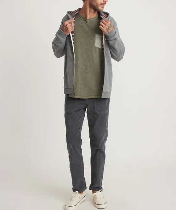 Striped Fleece Full Zip - Heather Grey