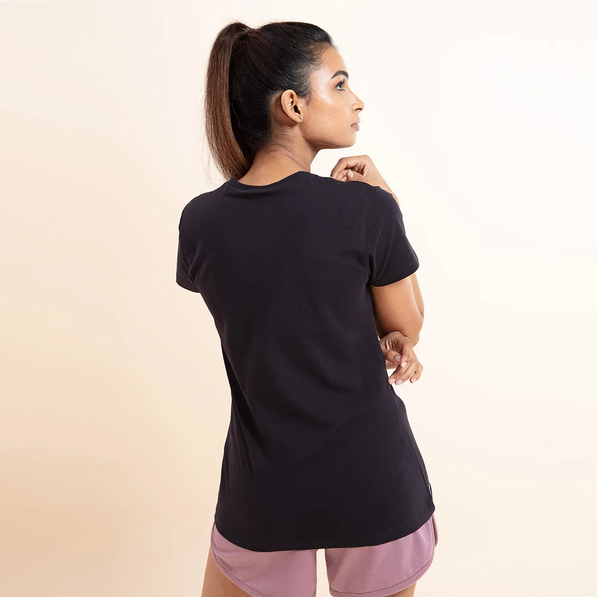 Super Comfy Cotton Stretch Classic Solid T-Shirt-NYLE216-Jet Black