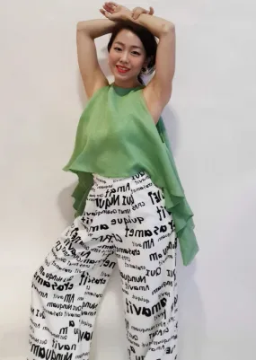 Tabloid High-Waist Wide-Legged Pants