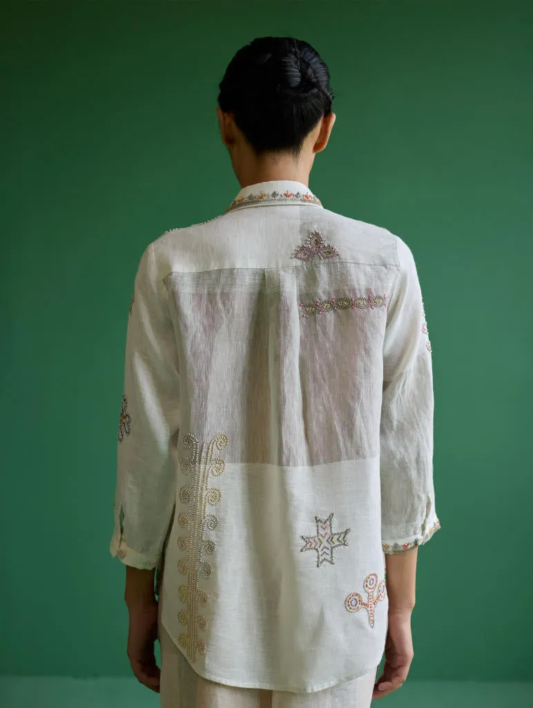 Tansa Hand-Embroidered Co-ord Set - Ivory