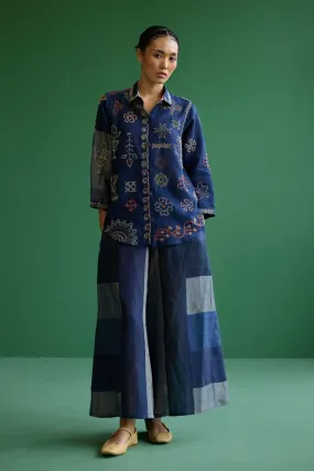 Tansa Hand-Embroidered Co-ord Set - Navy