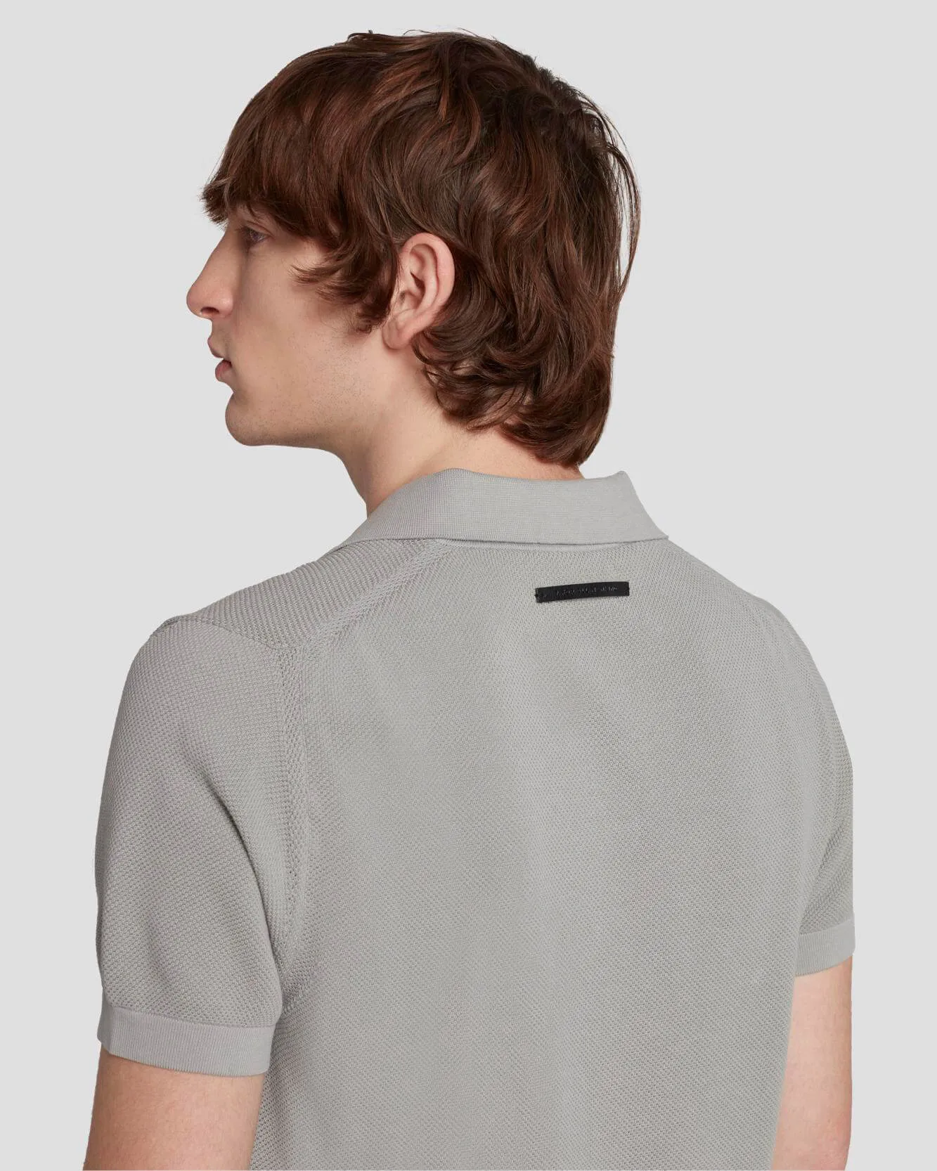 Textured Sweater Polo in Cloudy Grey