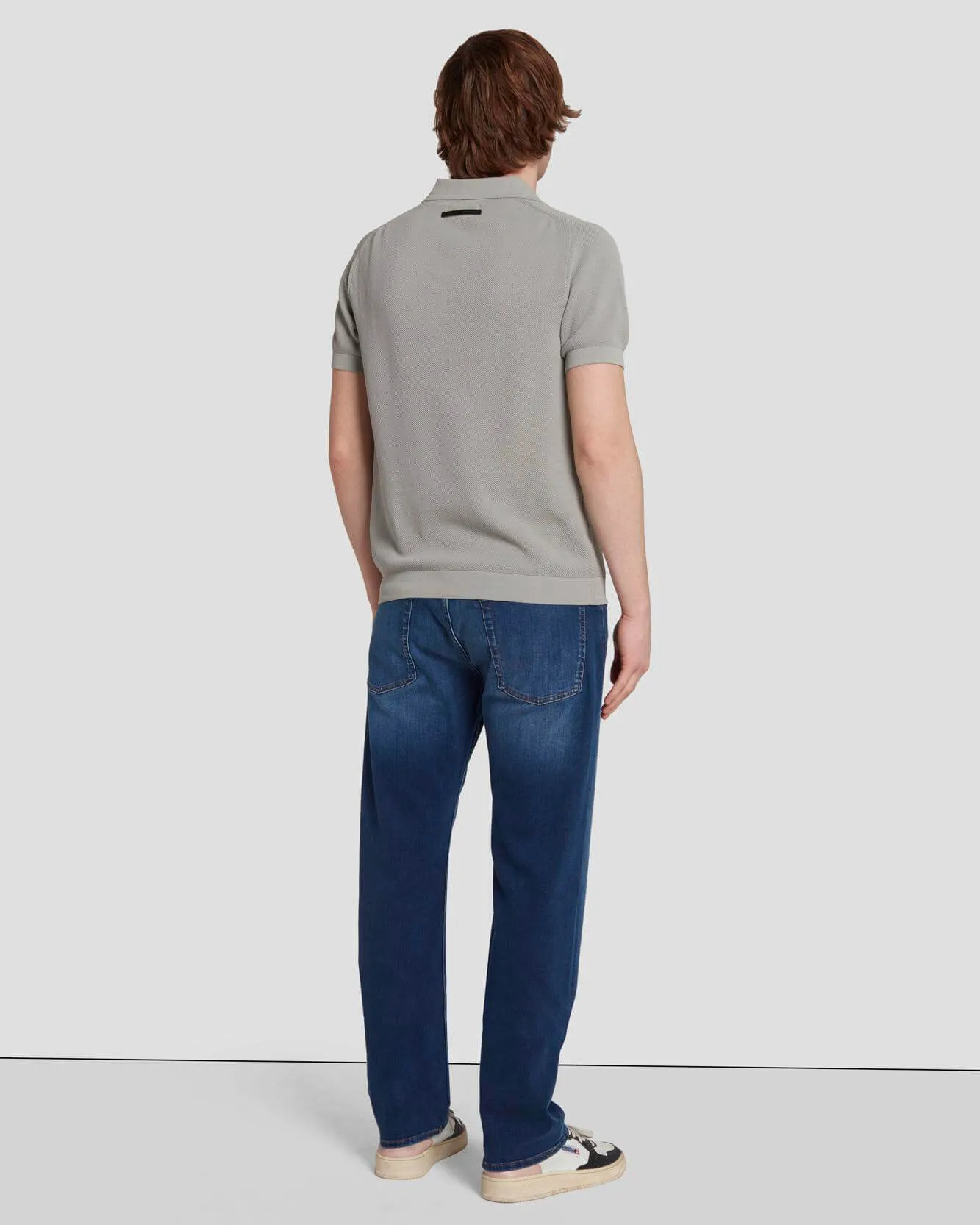 Textured Sweater Polo in Cloudy Grey