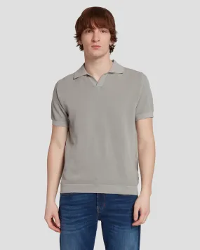 Textured Sweater Polo in Cloudy Grey