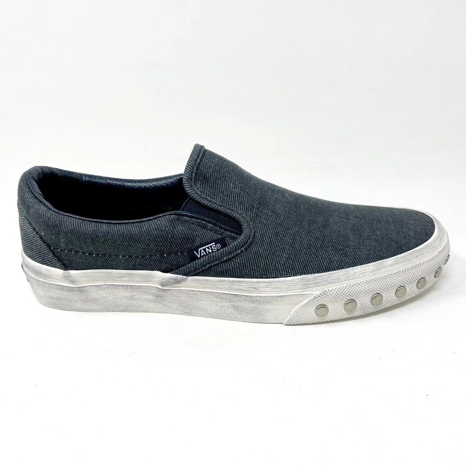 Vans Classic Slip On Overwashed Graphite Gray White Womens Casual Shoes