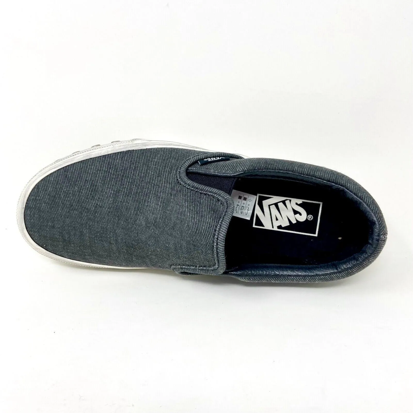 Vans Classic Slip On Overwashed Graphite Gray White Womens Casual Shoes