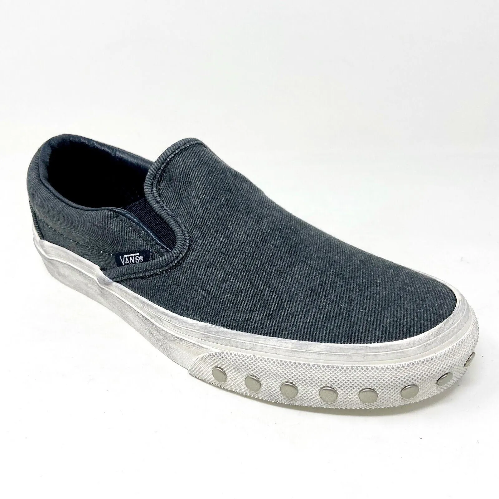 Vans Classic Slip On Overwashed Graphite Gray White Womens Casual Shoes