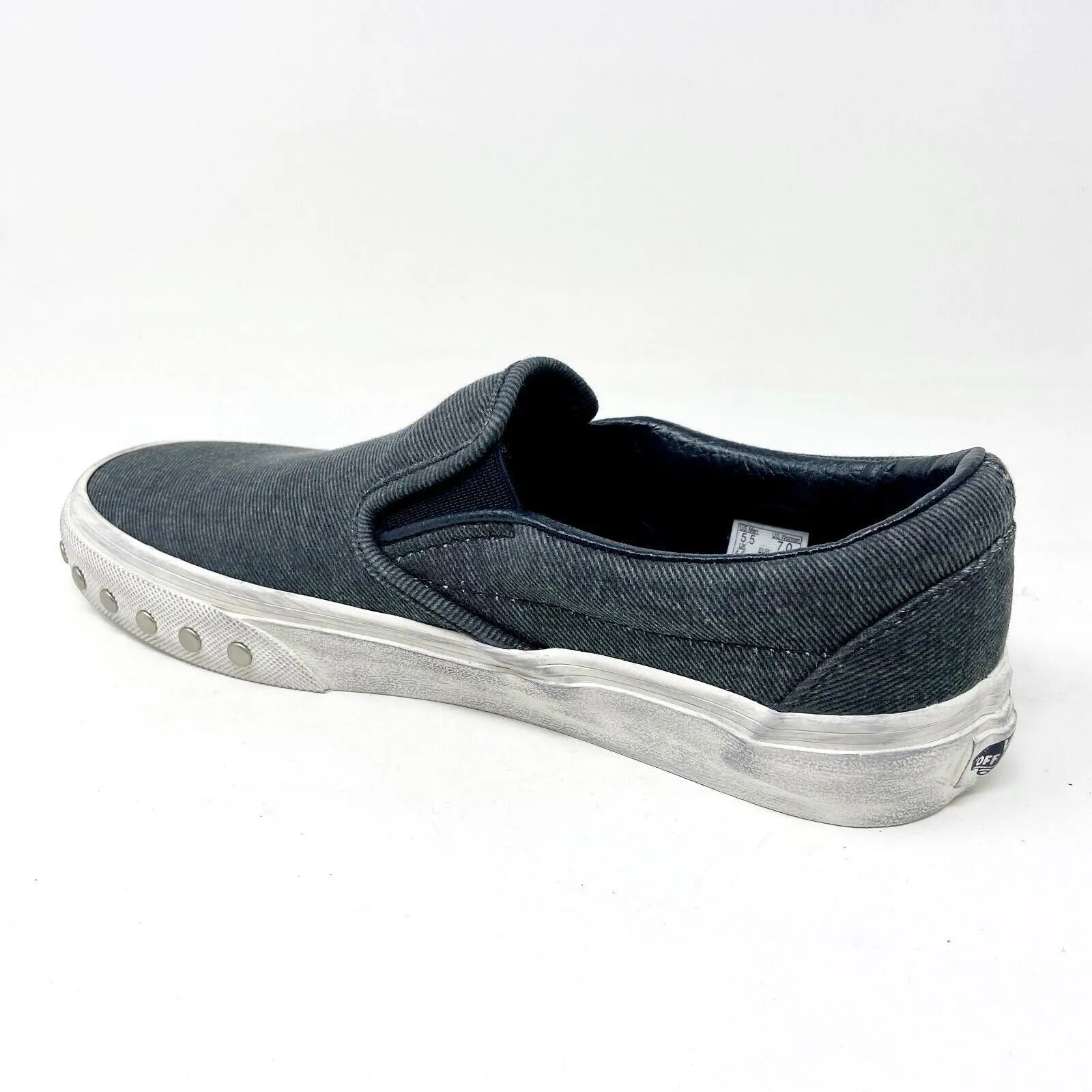 Vans Classic Slip On Overwashed Graphite Gray White Womens Casual Shoes