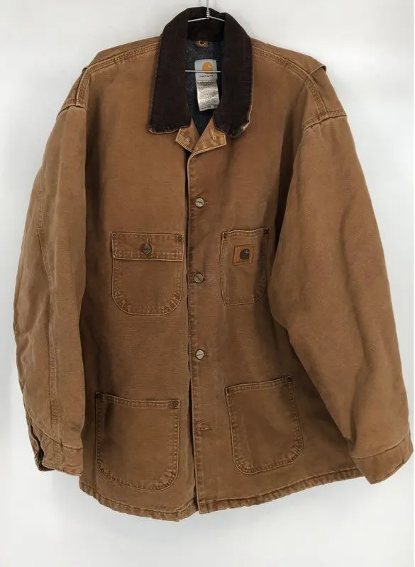 Vintage Carhartt Men's Brown C02 Cotton Overcoat - Size 3XL