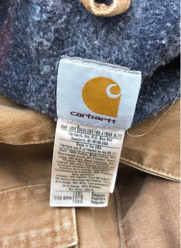 Vintage Carhartt Men's Brown C02 Cotton Overcoat - Size 3XL