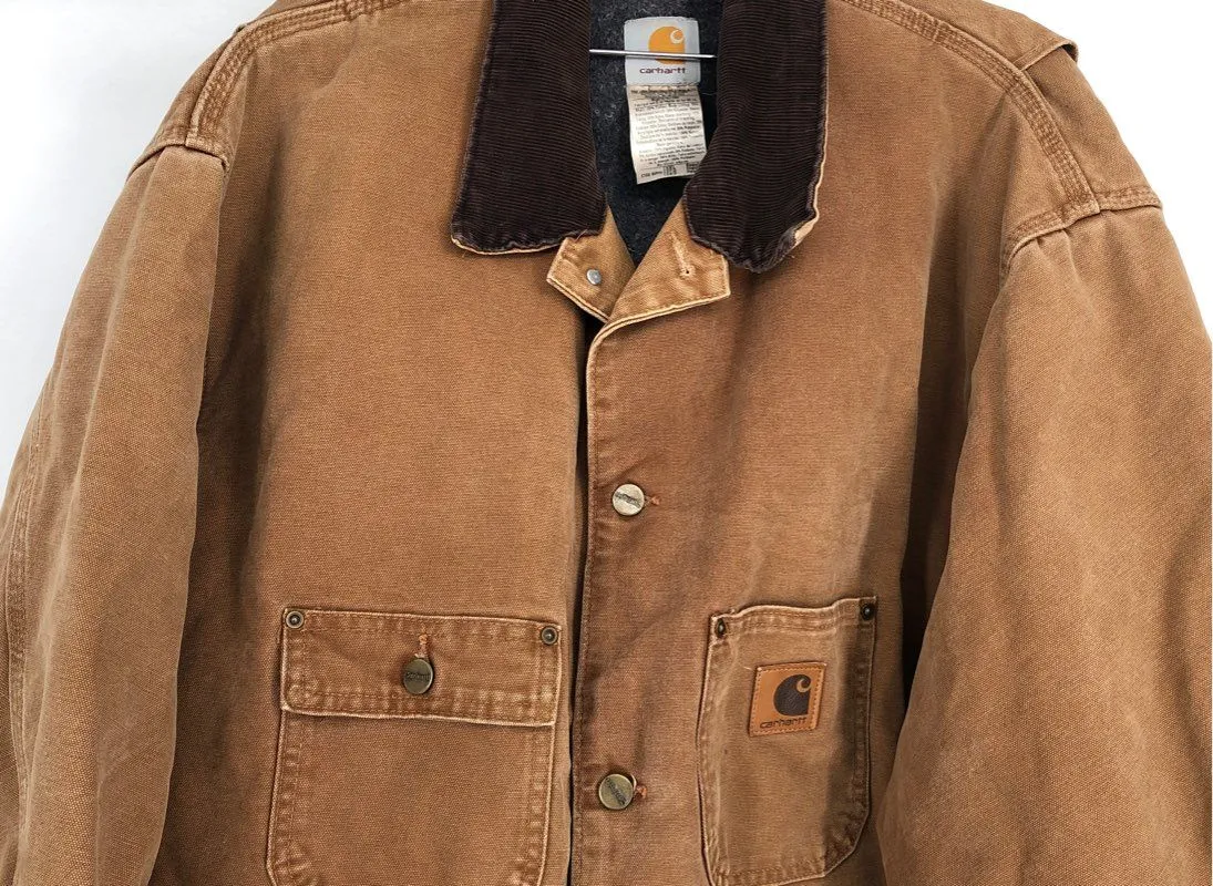 Vintage Carhartt Men's Brown C02 Cotton Overcoat - Size 3XL