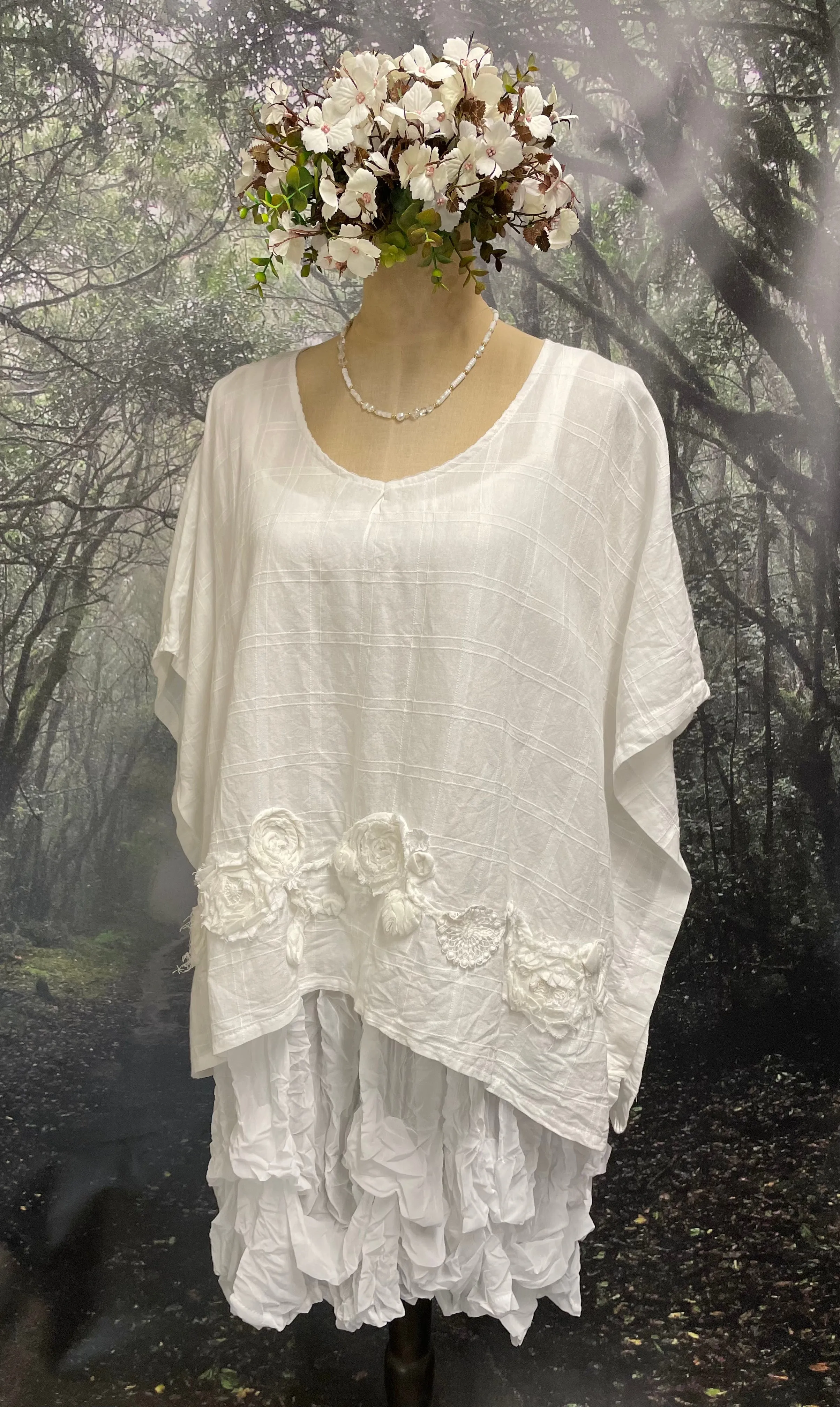 White rooshed slip
