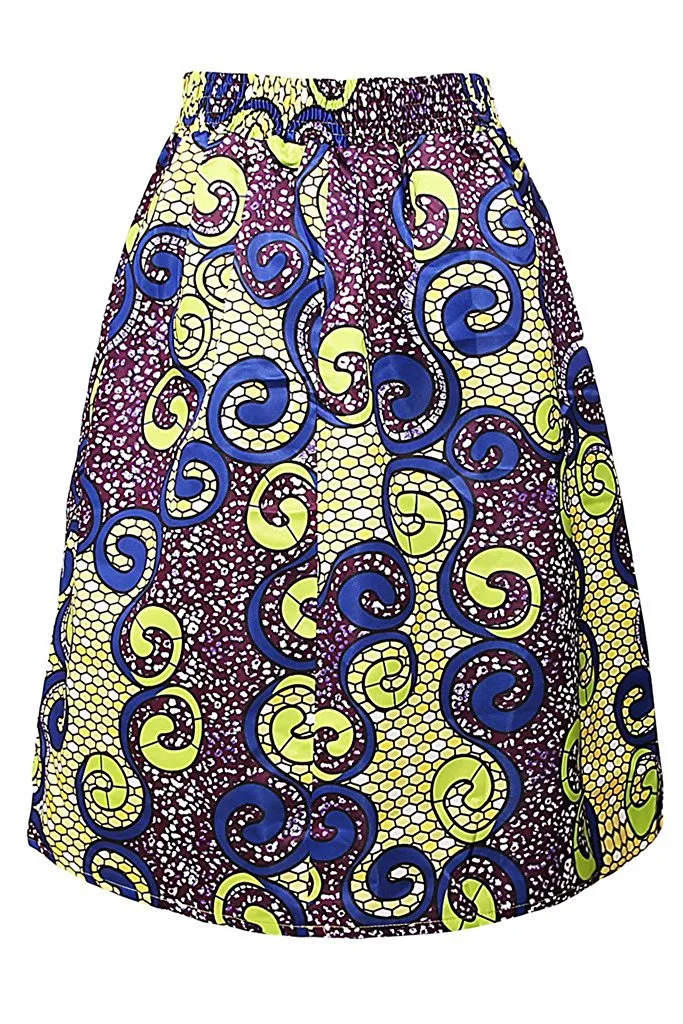 Women African Print A-Line Casual Flared Skirt Maxi Skirt #Skirt