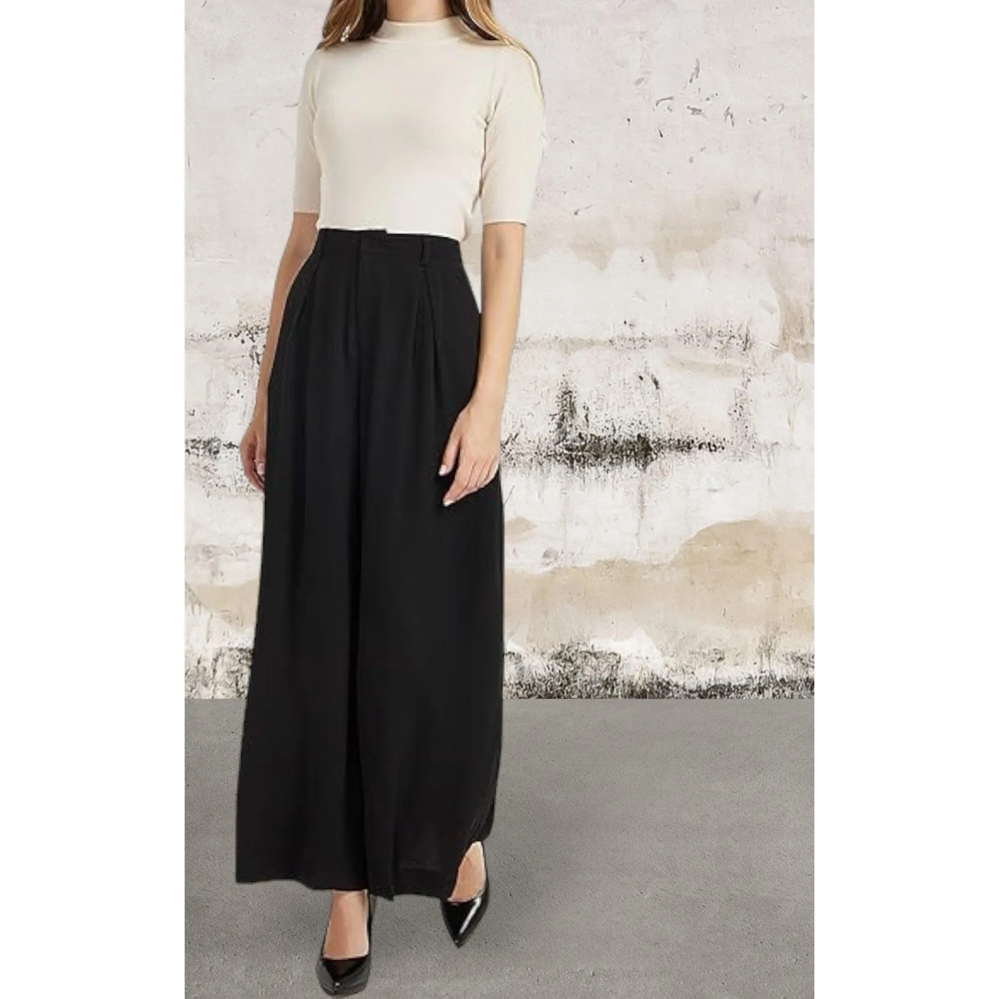 Women High Waist Wide Leg Long Pants