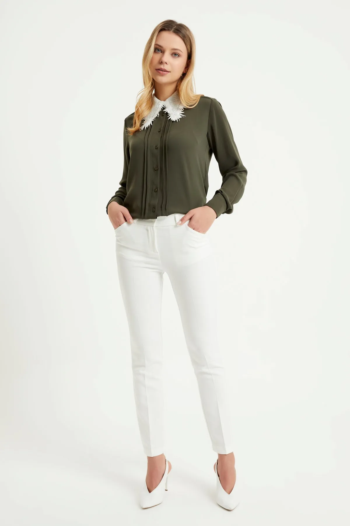ZRF Women High Waist Pants - Ecru - West Seneca