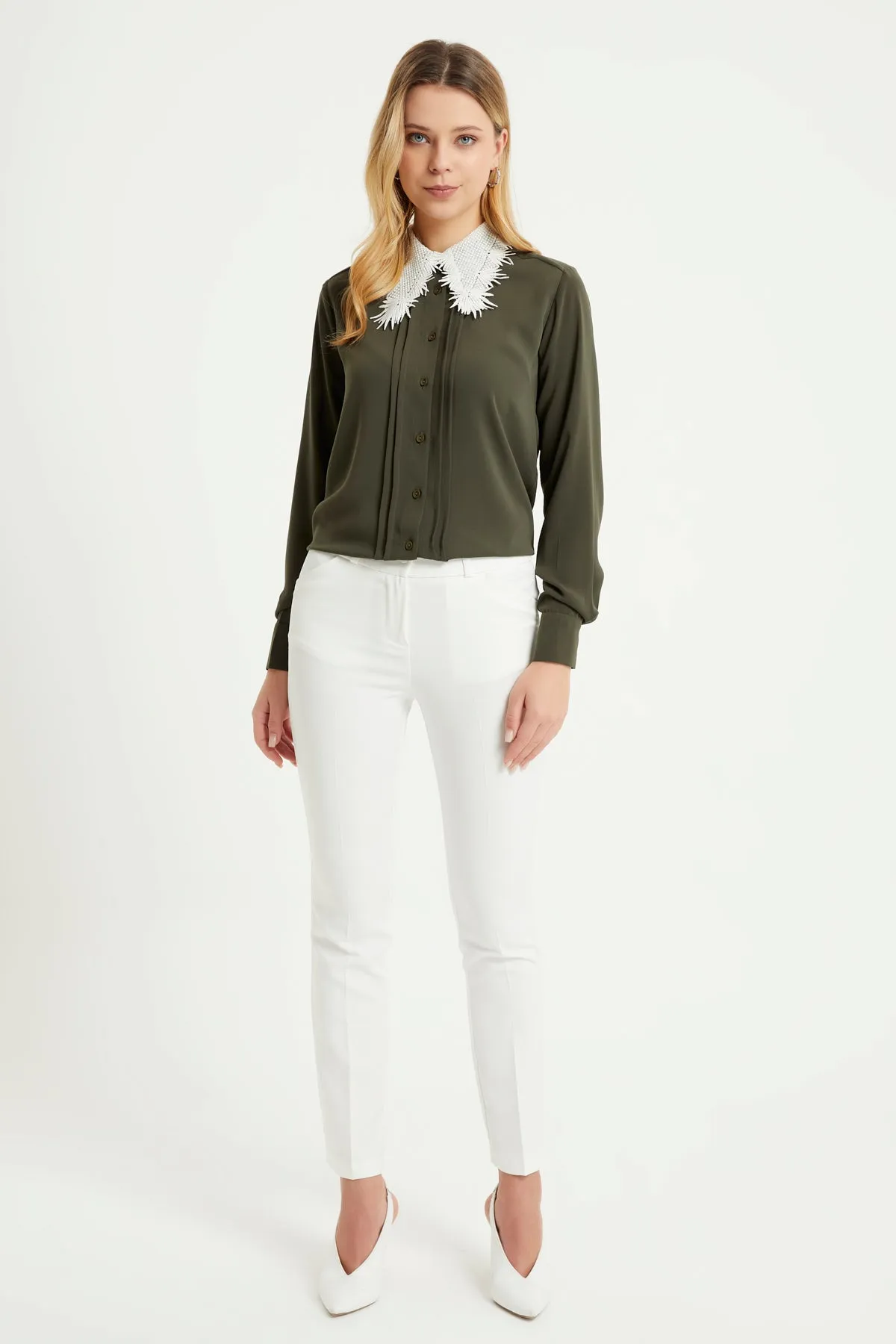 ZRF Women High Waist Pants - Ecru - West Seneca