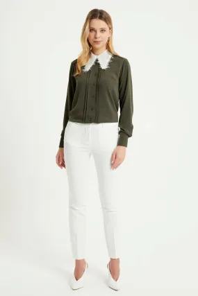 ZRF Women High Waist Pants - Ecru - West Seneca