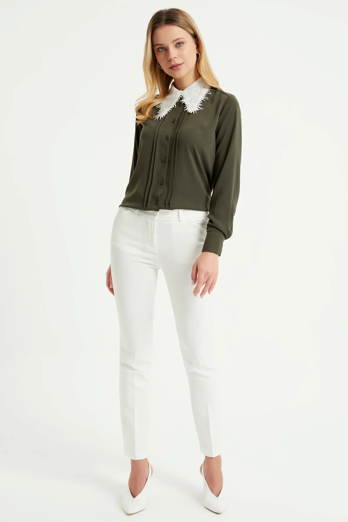 ZRF Women High Waist Pants - Ecru - West Seneca